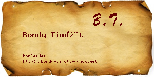 Bondy Timót névjegykártya